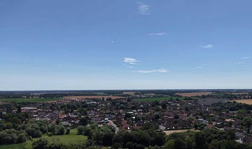 Aerial view over the town and countryside near ILH Framlingham Summer School