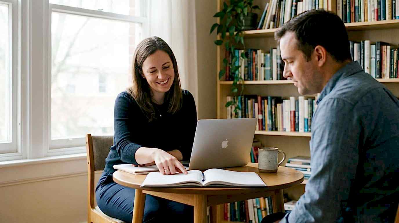 One-to-one English language lesson with teacher and student