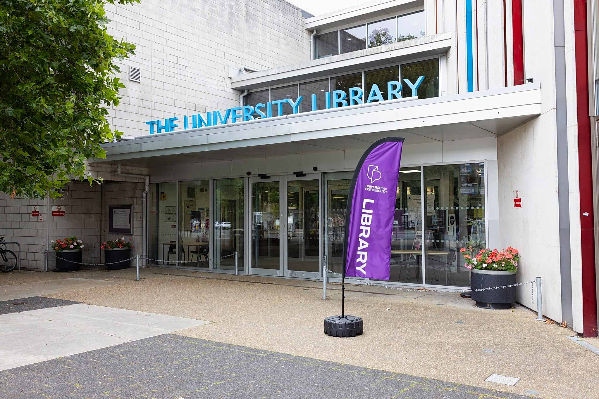University of Portsmouth library entrance, used by British Learning Academy Portsmouth students
